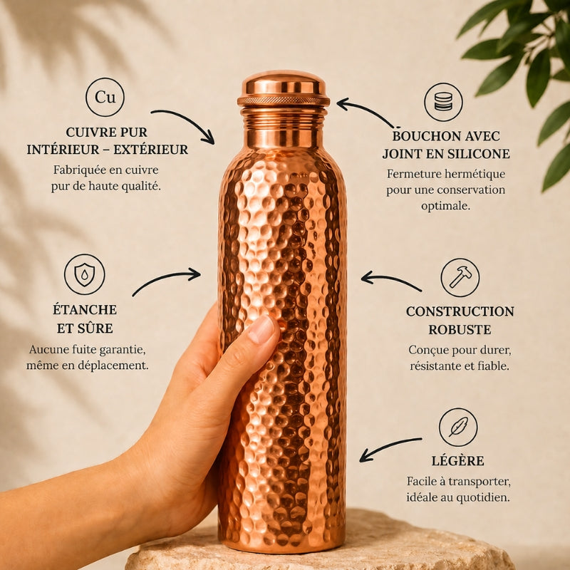 Gourde en Cuivre - Domylea™ | L’Eau Purifiée Naturellement, Sans Plastique