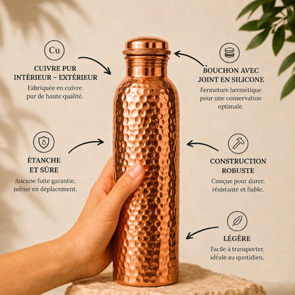 Gourde en Cuivre - Domylea™ | L’Eau Purifiée Naturellement, Sans Plastique