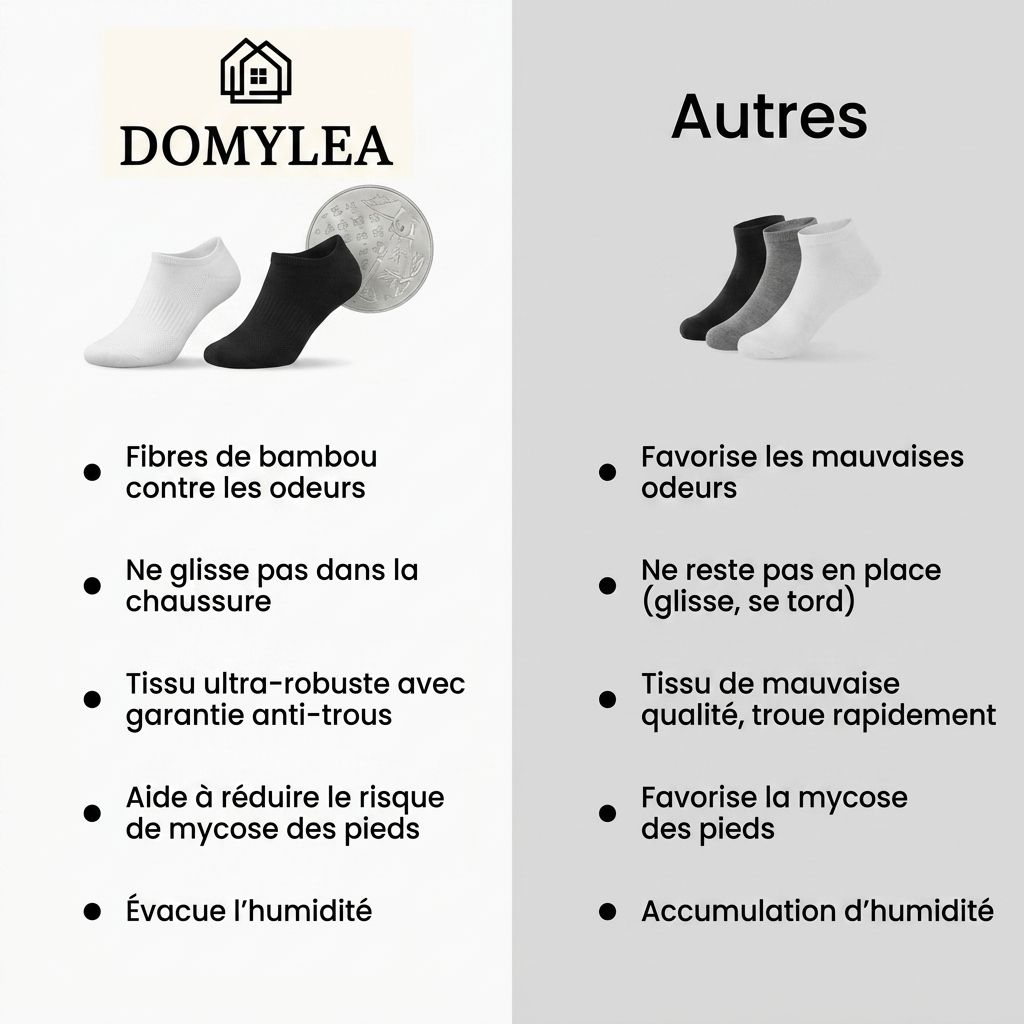 Chaussettes courtes Domylea™ en fibre de bambou premium