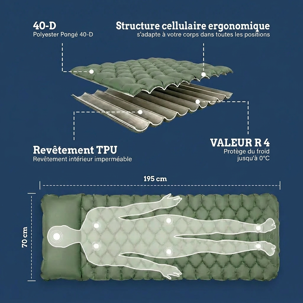 Matelas gonflable – Ultraléger et compact pour le camping